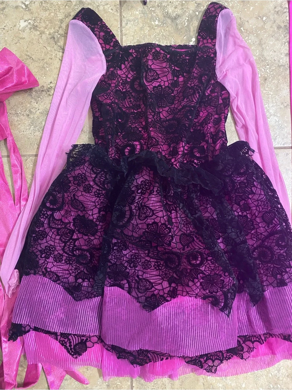 Monster High Kids Draculaura Monster Ball Girls Pink Lace Halloween Costume L